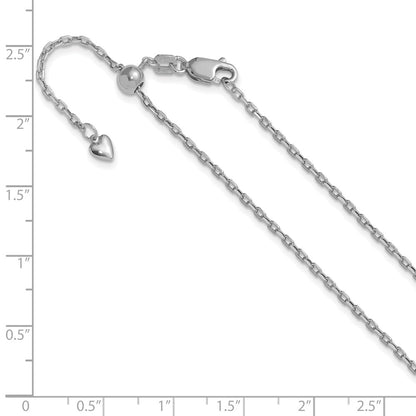 Adjustable 1.65mm Semi-Solid D/C Cable Chain 22" - White Gold