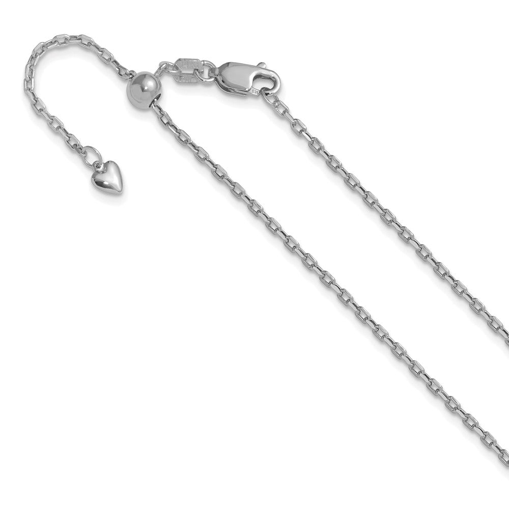 Adjustable 1.65mm Semi-Solid D/C Cable Chain 22" - White Gold
