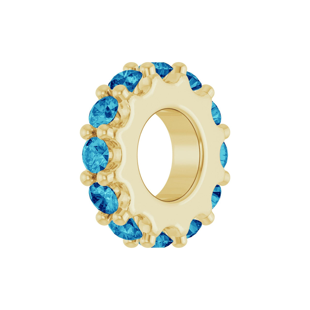 Natural Blue Zircon Spacer Charm/Pendant