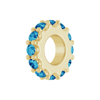 Natural Blue Zircon Spacer Charm/Pendant