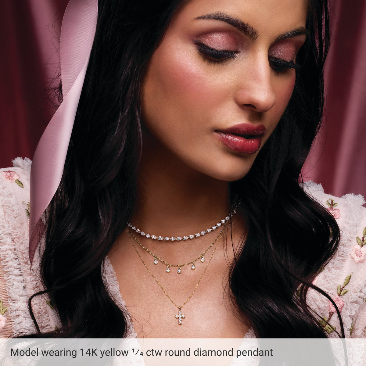 Natural Diamond Accented Cross Necklace or Pendant
