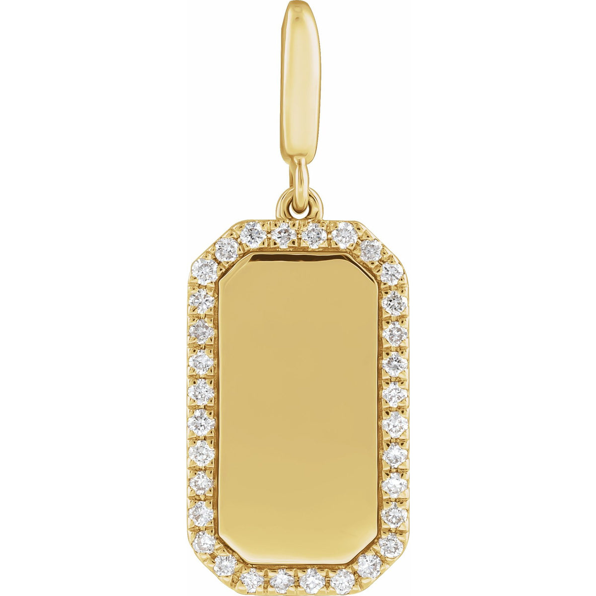 Engravable 1/6 CTW Natural Diamond Dog Tag Charm/Pendant