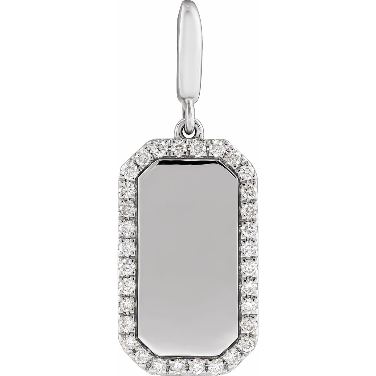 Engravable 1/6 CTW Natural Diamond Dog Tag Charm/Pendant