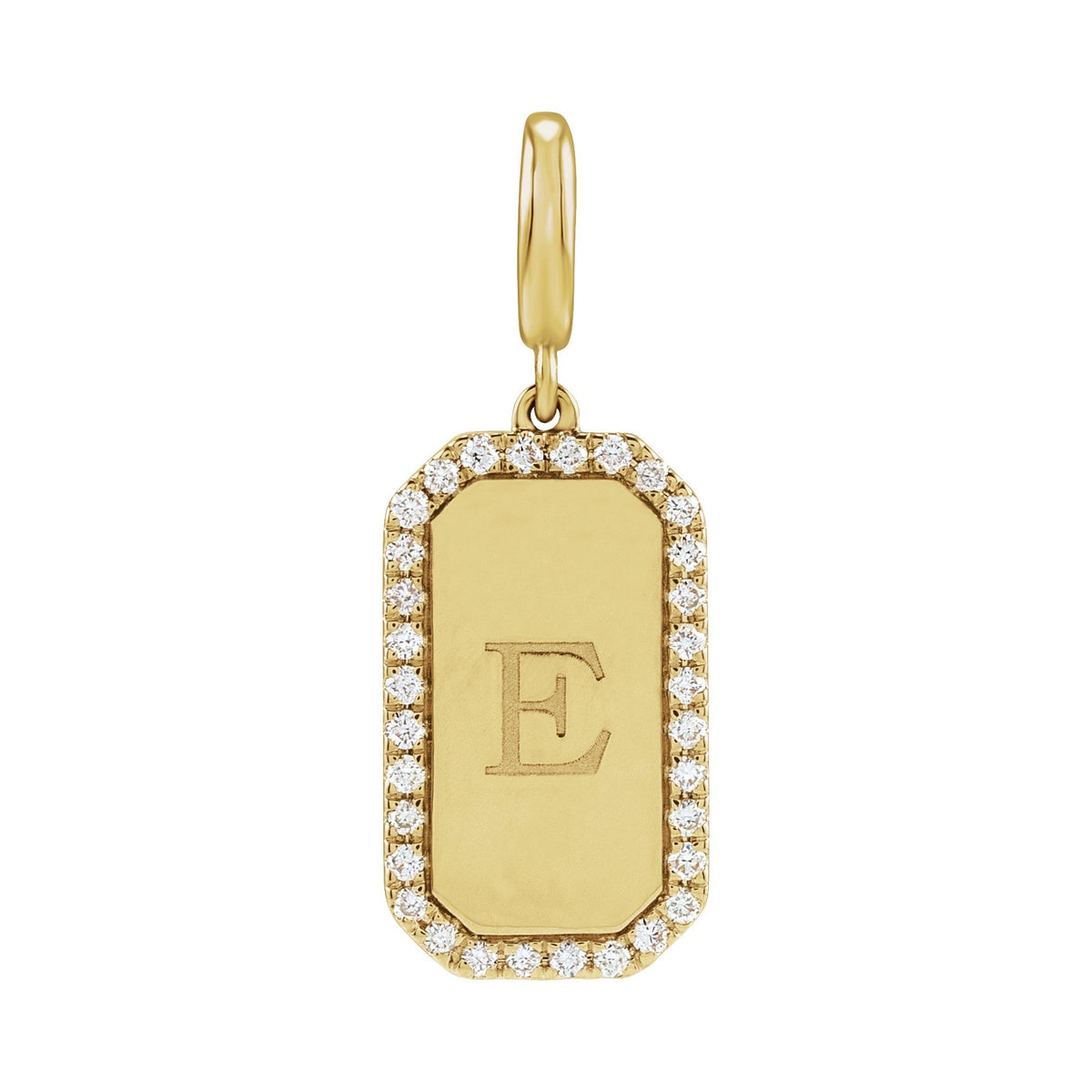 Engravable 1/6 CTW Natural Diamond Dog Tag Charm/Pendant