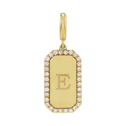 Engravable 1/6 CTW Natural Diamond Dog Tag Charm/Pendant