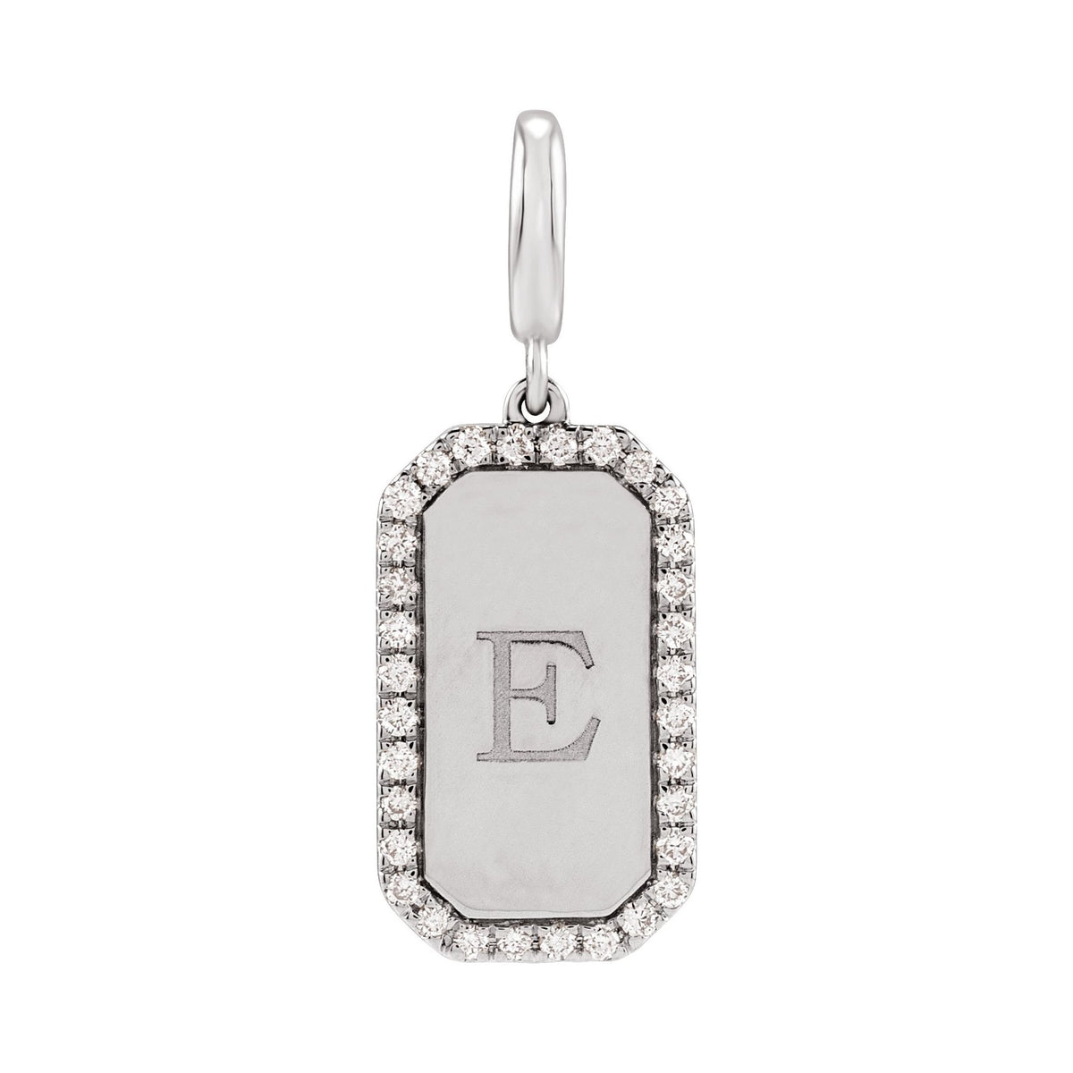 Engravable 1/6 CTW Natural Diamond Dog Tag Charm/Pendant