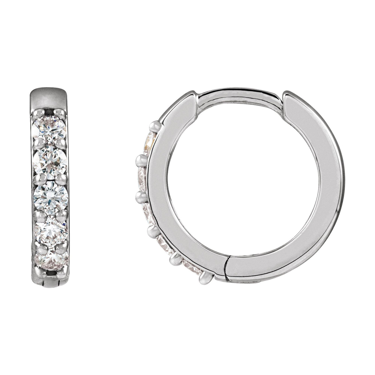 Natural Diamond Accented Huggie Earrings