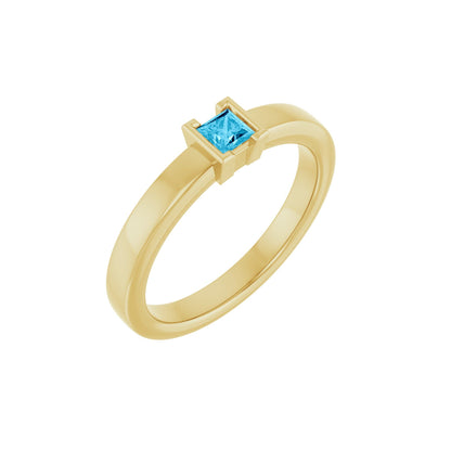 Natural Aquamarine Family Stackable Ring