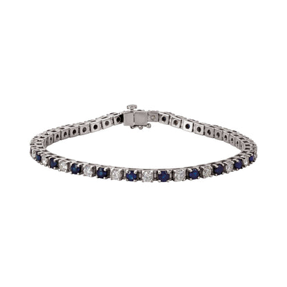Natural Blue Sapphire & 2 3/8 CTW Natural Diamond Line 7" Bracelet