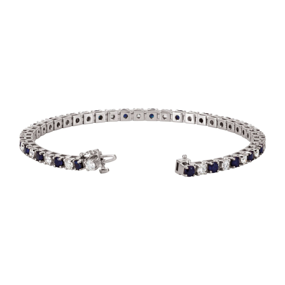 Natural Blue Sapphire & 2 3/8 CTW Natural Diamond Line 7" Bracelet