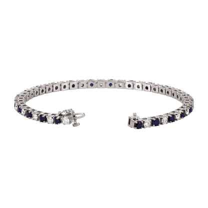 Natural Blue Sapphire & 2 3/8 CTW Natural Diamond Line 7" Bracelet