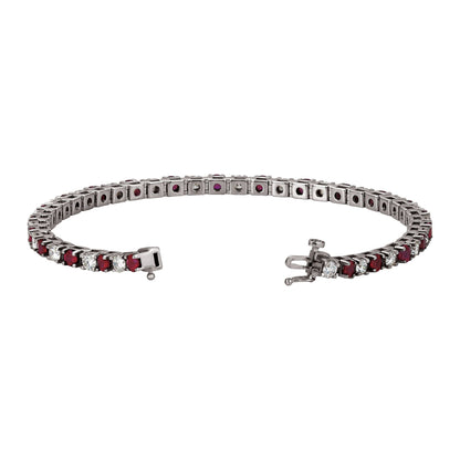 Natural Ruby & 2 1/3 CTW Natural Diamond Line 7" Bracelet