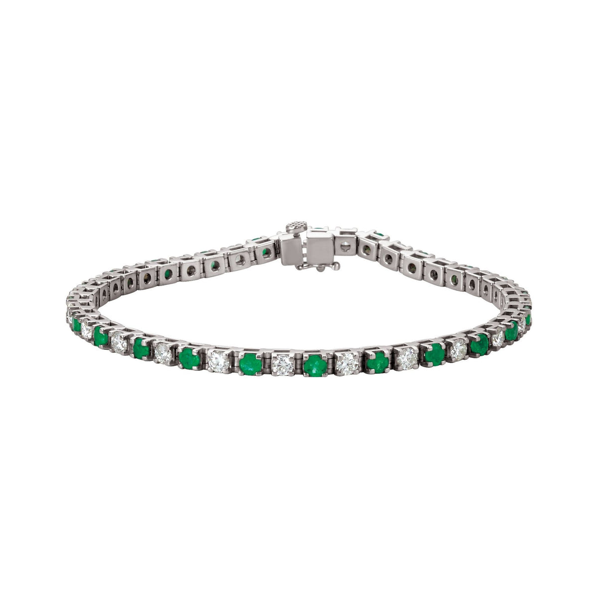 Natural Emerald & 2 1/3 CTW Natural Diamond Line 7" Bracelet