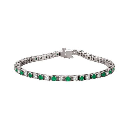 Natural Emerald & 2 1/3 CTW Natural Diamond Line 7" Bracelet