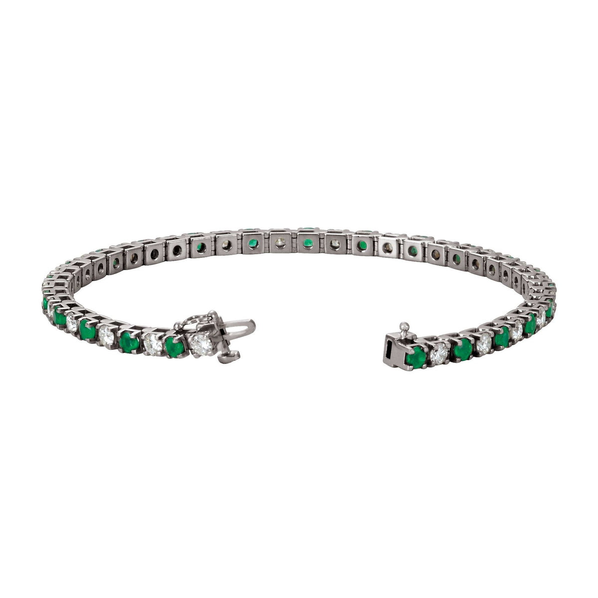 Natural Emerald & 2 1/3 CTW Natural Diamond Line 7" Bracelet