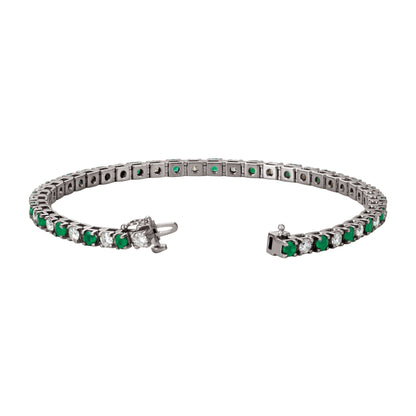Natural Emerald & 2 1/3 CTW Natural Diamond Line 7" Bracelet