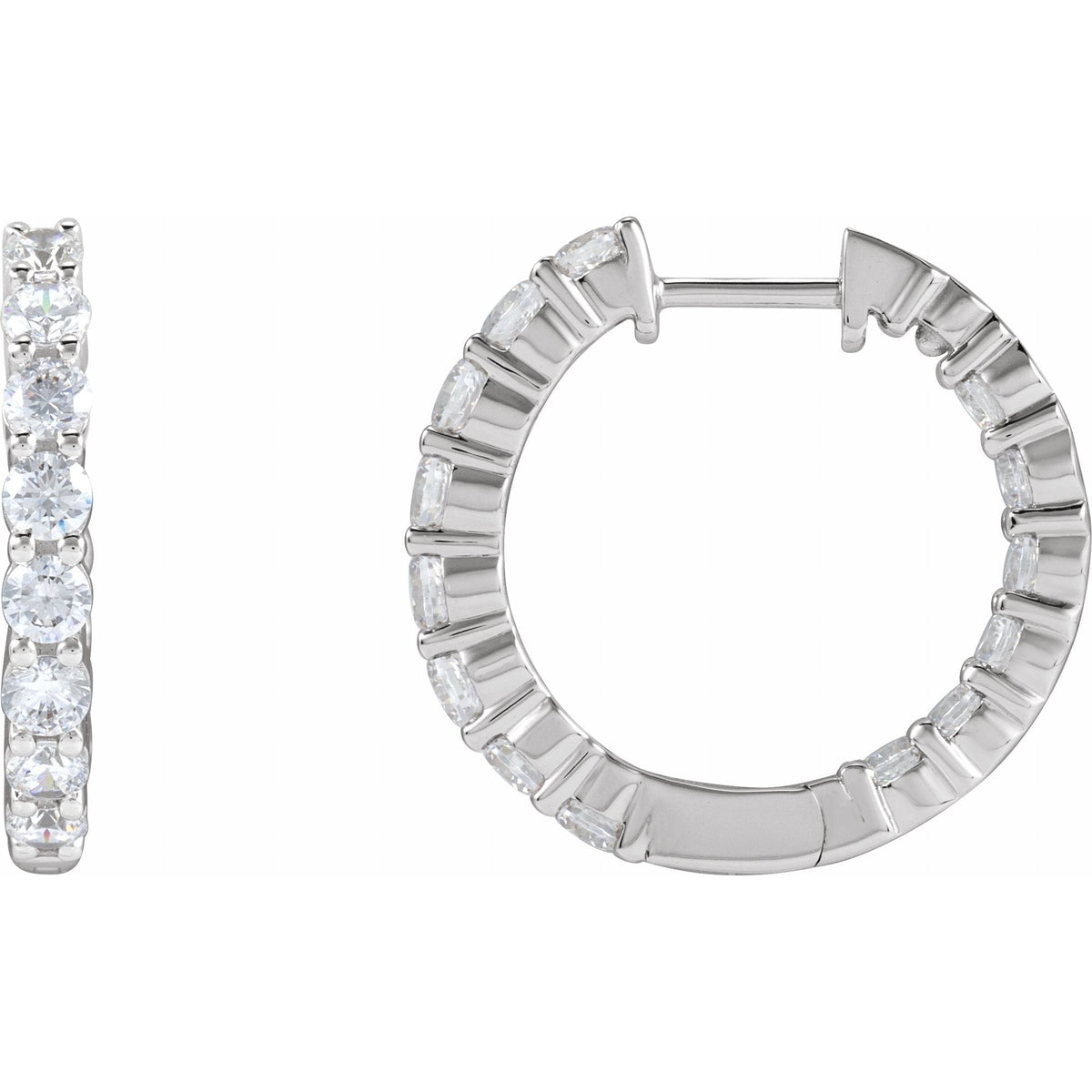 Natural Diamond Inside-Outside Hoop Earrings