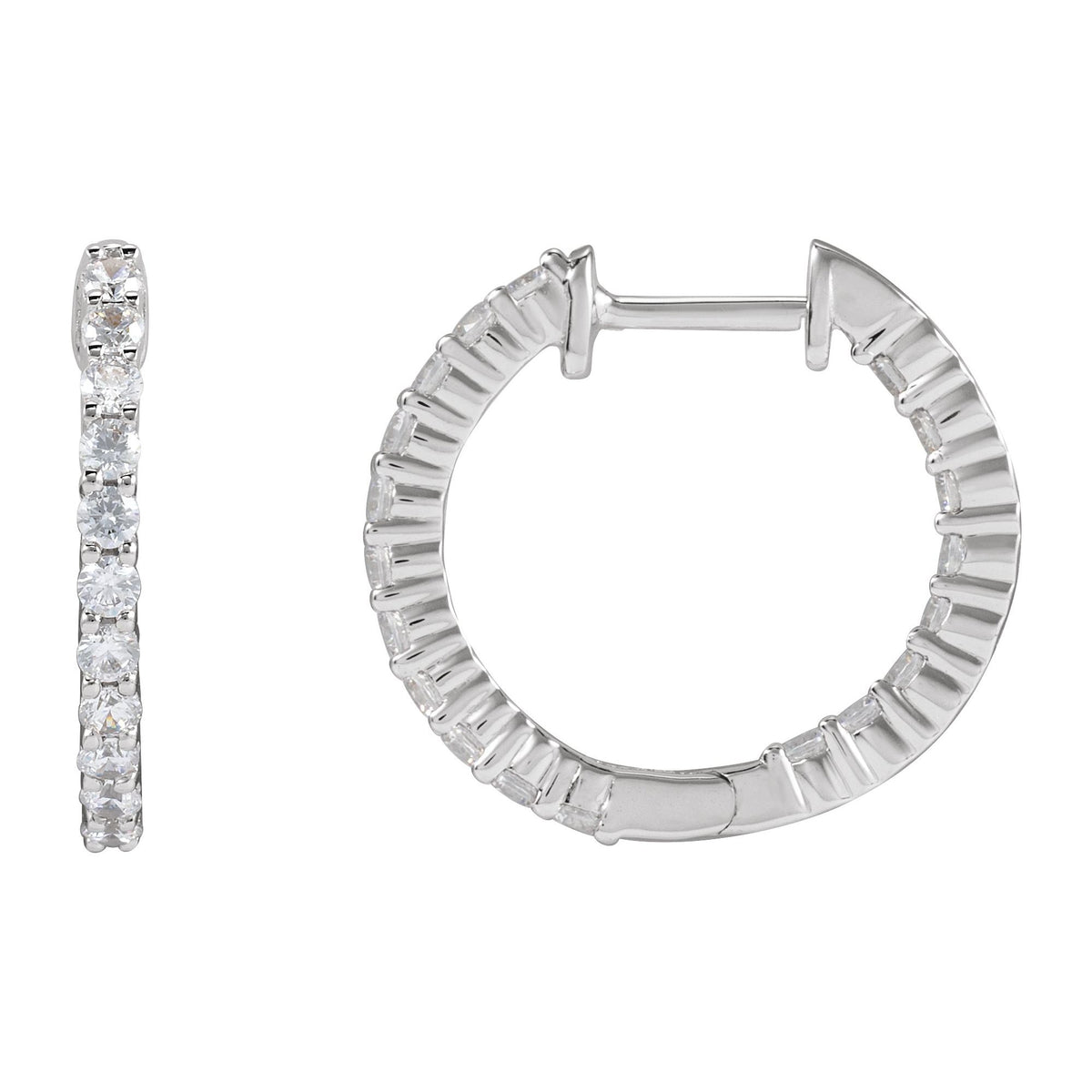 3/4 CTW Natural Diamond Inside-Outside Hinged 17.2 mm Hoop Earrings