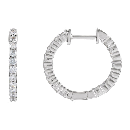 3/4 CTW Natural Diamond Inside-Outside Hinged 17.2 mm Hoop Earrings