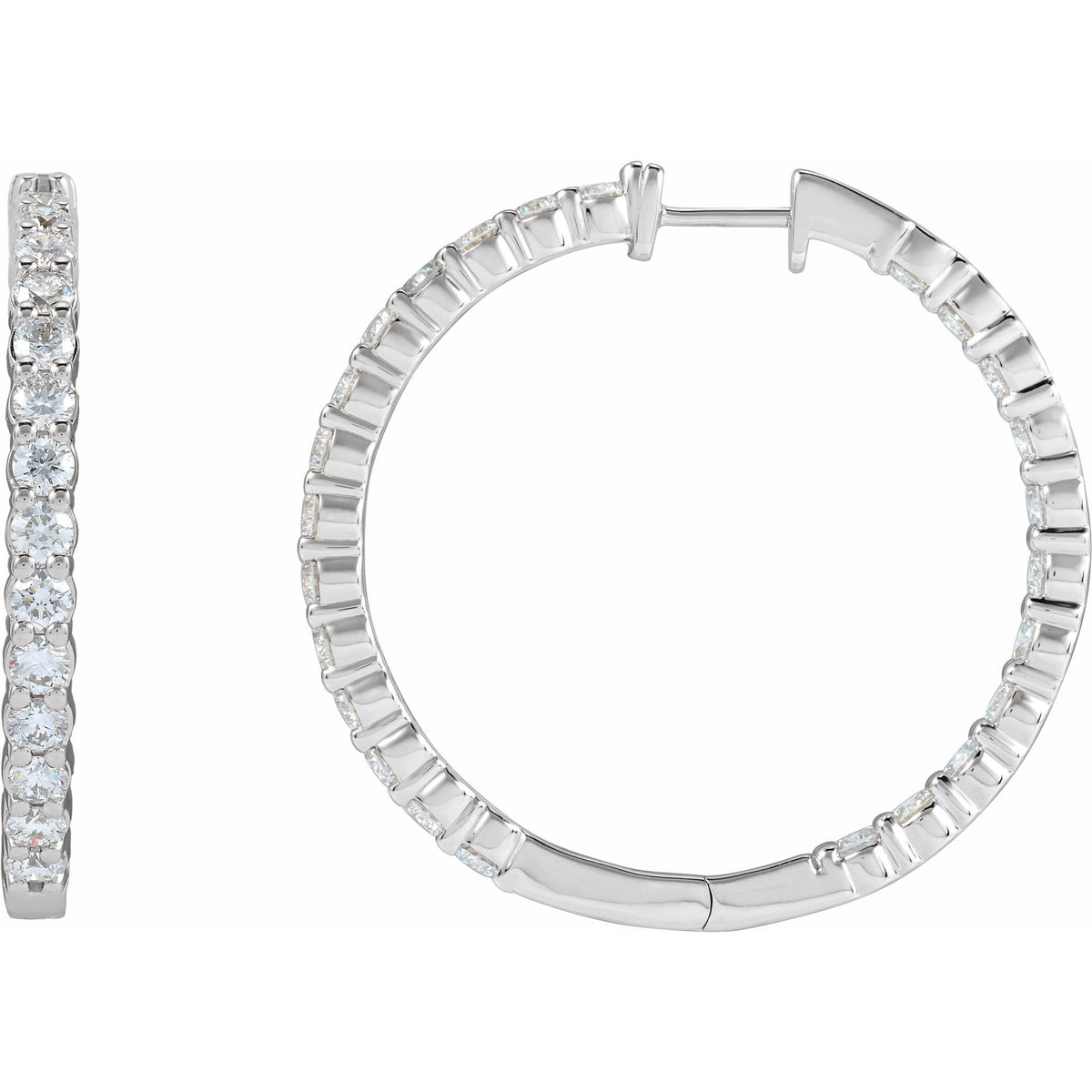Natural Diamond Inside-Outside Hoop Earrings