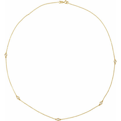 Natural Diamond Bezel-Set Station Necklace