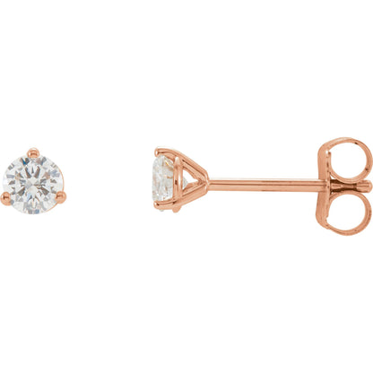 Natural Diamond Round 3-Prong Cocktail-Style Stud Earrings