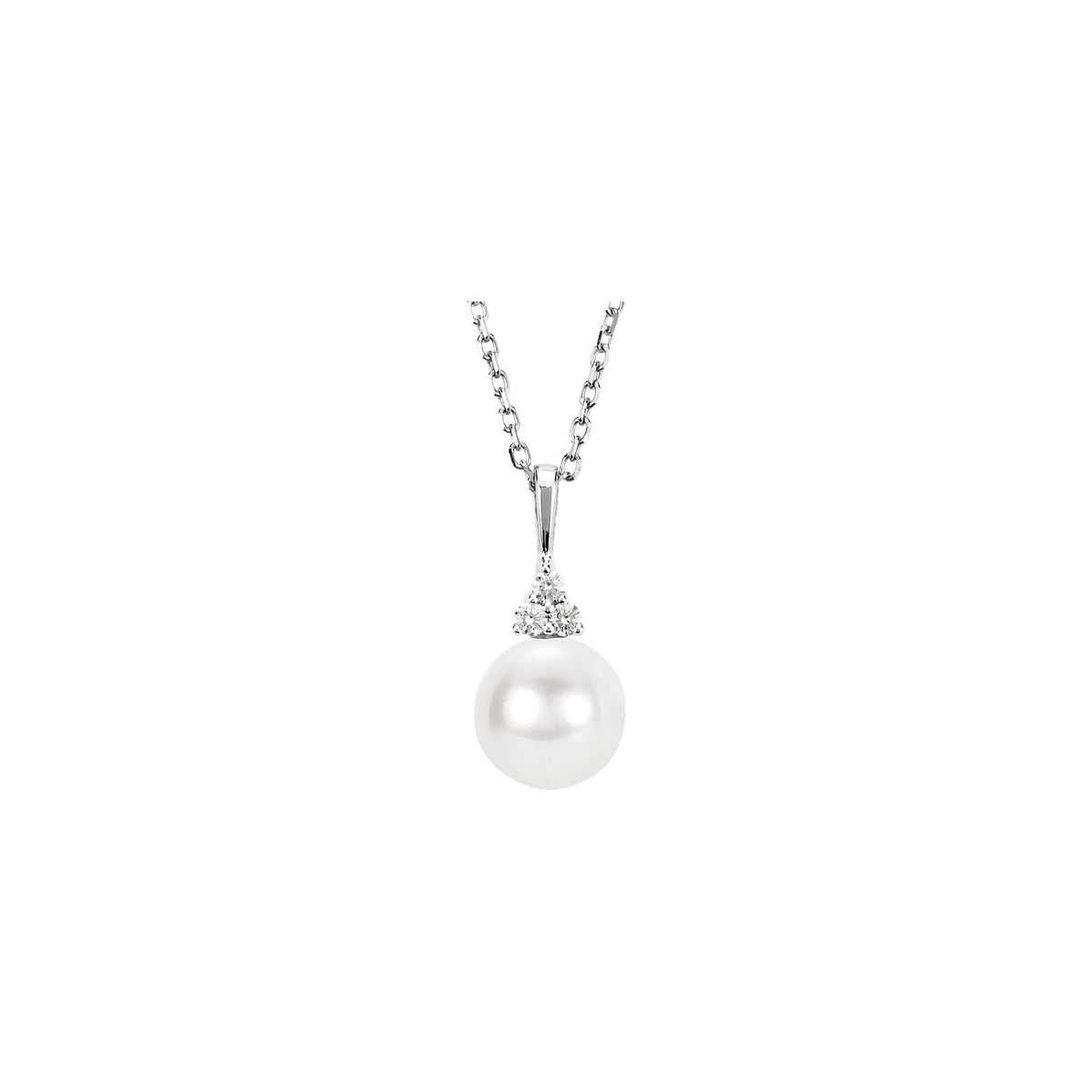 Cultured White Freshwater Pearl & .05 CTW Natural Diamond 18" Necklace