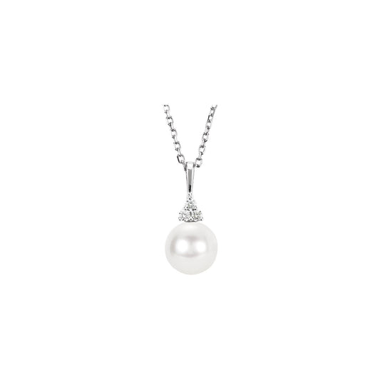 Cultured White Freshwater Pearl & .05 CTW Natural Diamond 18" Necklace