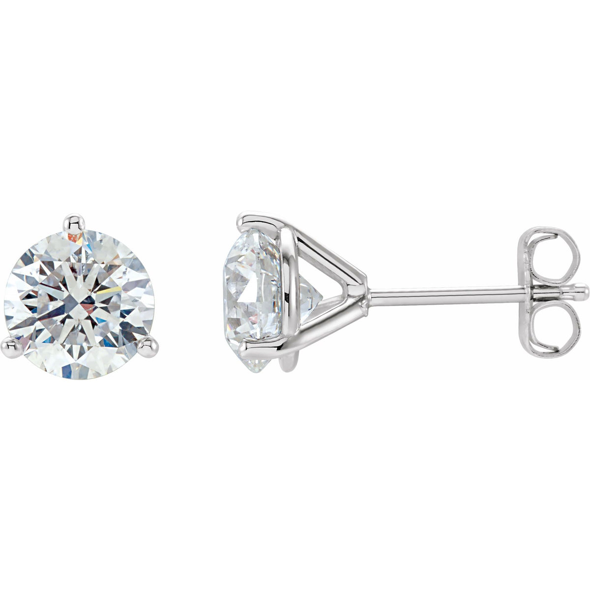 Natural Diamond Round 3-Prong Cocktail-Style Stud Earrings