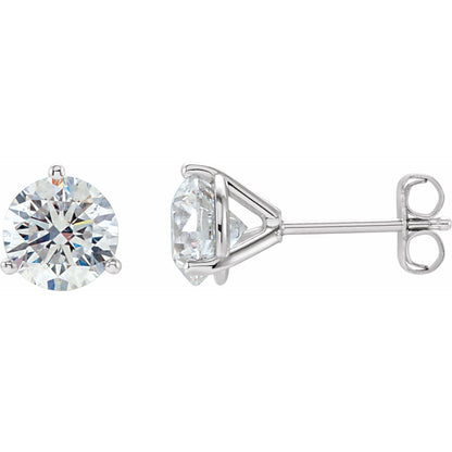 Natural Diamond Round 3-Prong Cocktail-Style Stud Earrings