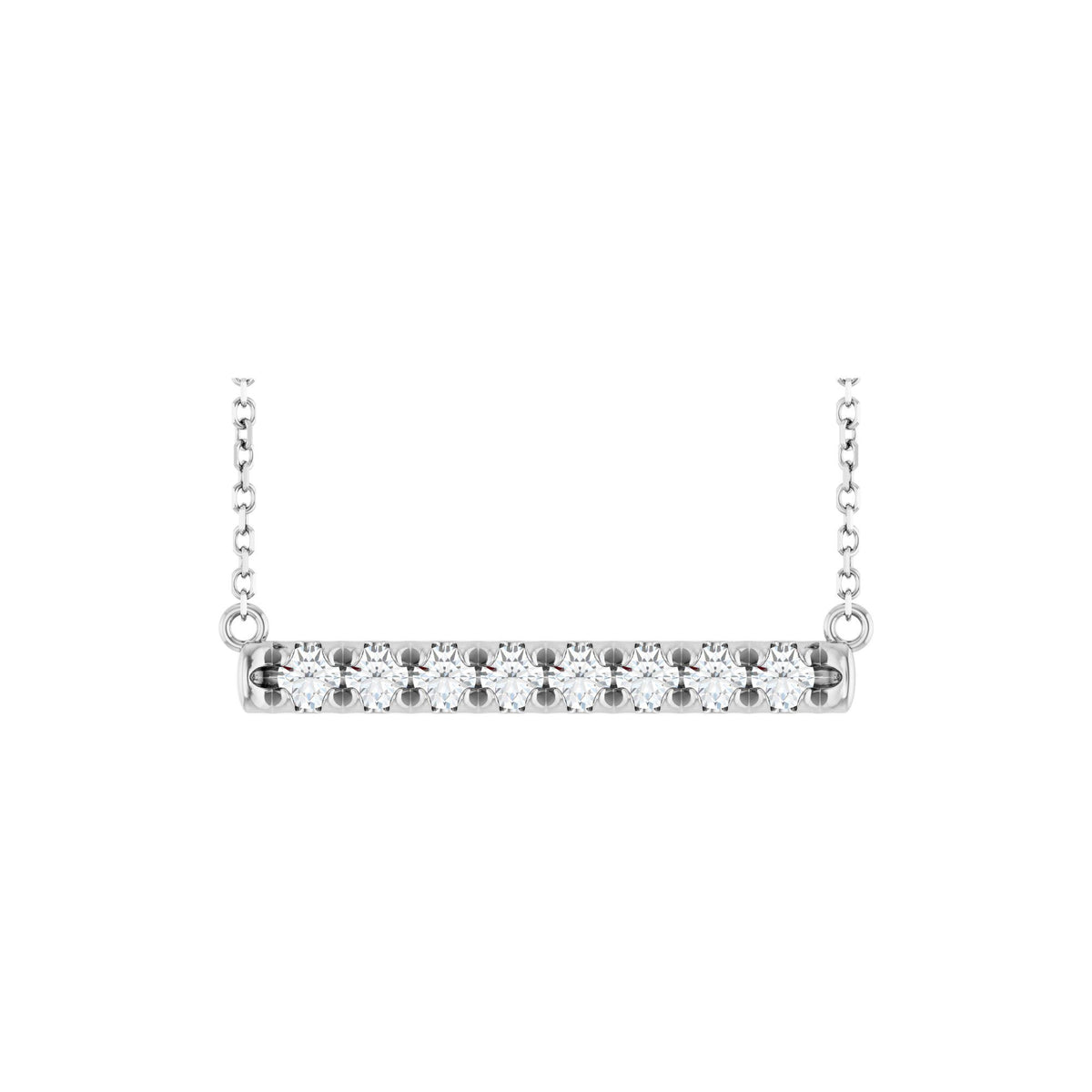 Natural Diamond French-Set Bar Necklace or Center