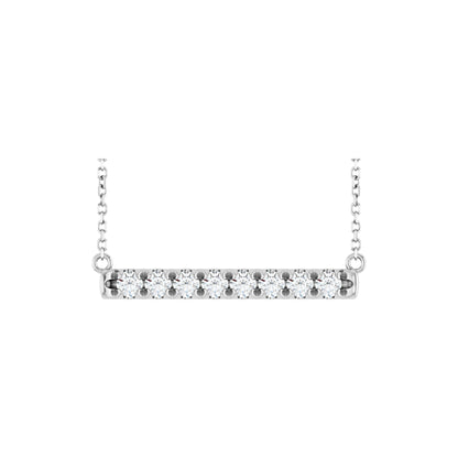 Natural Diamond French-Set Bar Necklace or Center