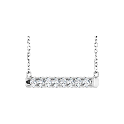 Natural Diamond French-Set Bar Necklace or Center