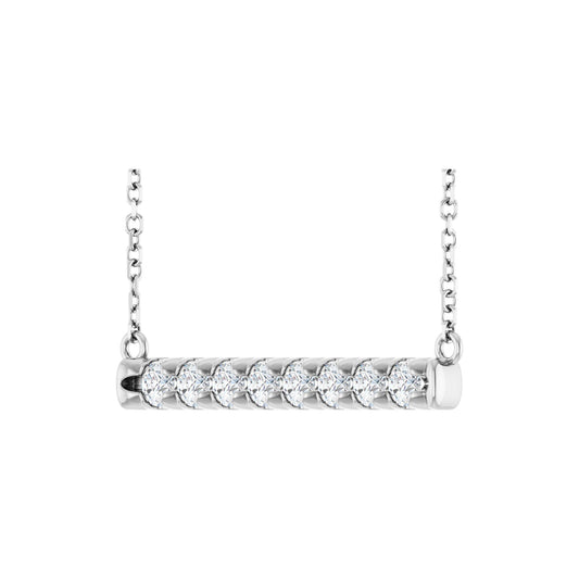 Natural Diamond French-Set Bar Necklace or Center