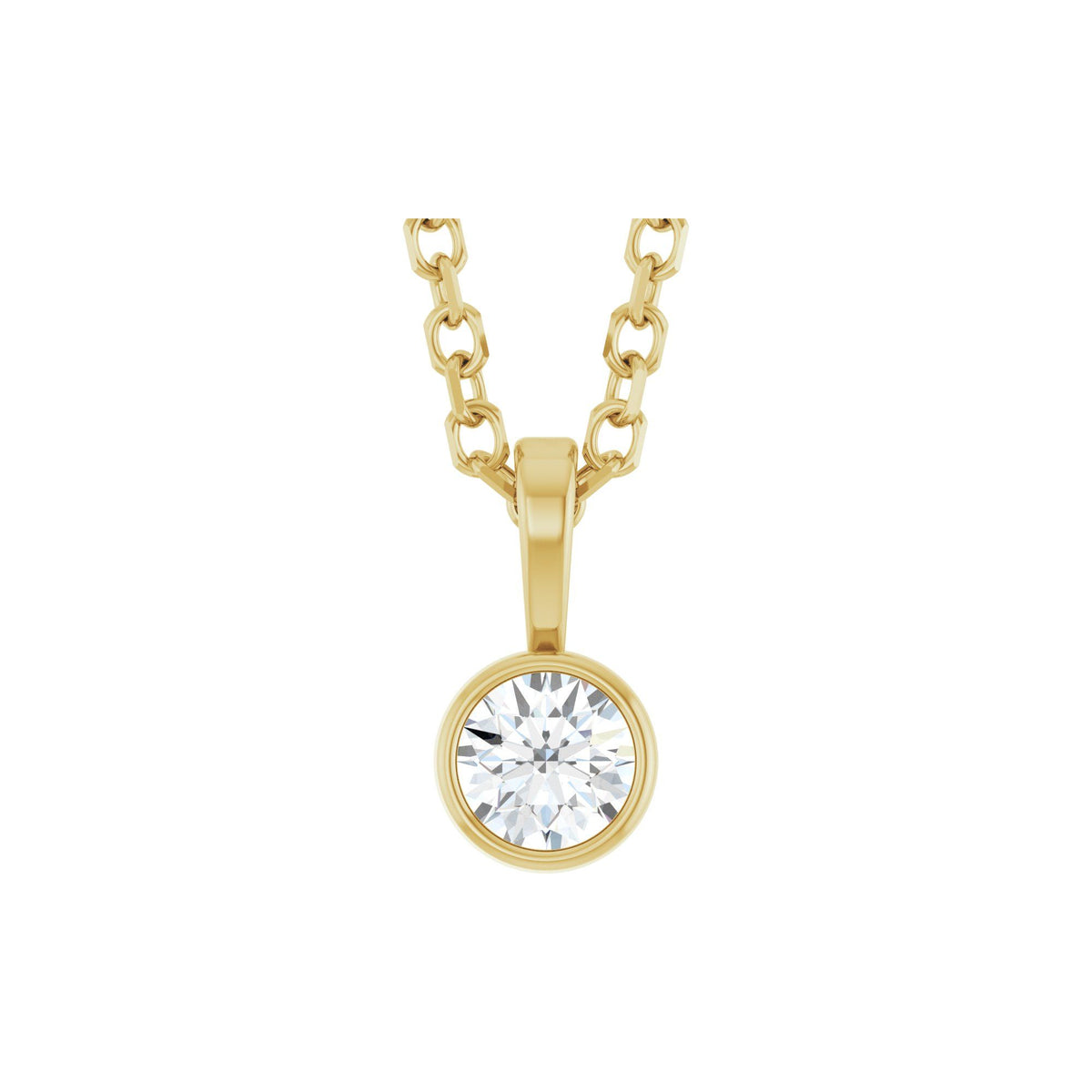 Natural Diamond Bezel-Set Solitaire Necklace or Pendant