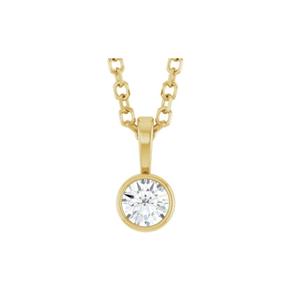 Natural Diamond Bezel-Set Solitaire Necklace or Pendant