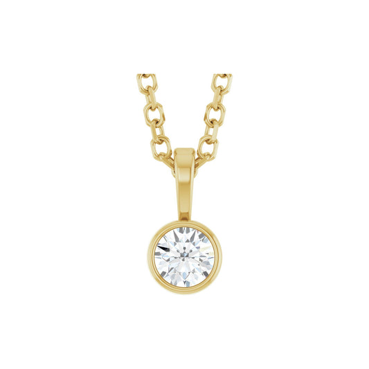 Natural Diamond Bezel-Set Solitaire Necklace or Pendant