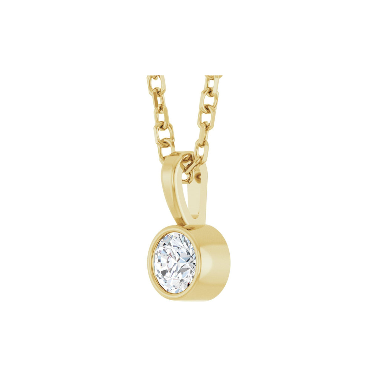 Natural Diamond Bezel-Set Solitaire Necklace or Pendant