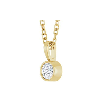 Natural Diamond Bezel-Set Solitaire Necklace or Pendant