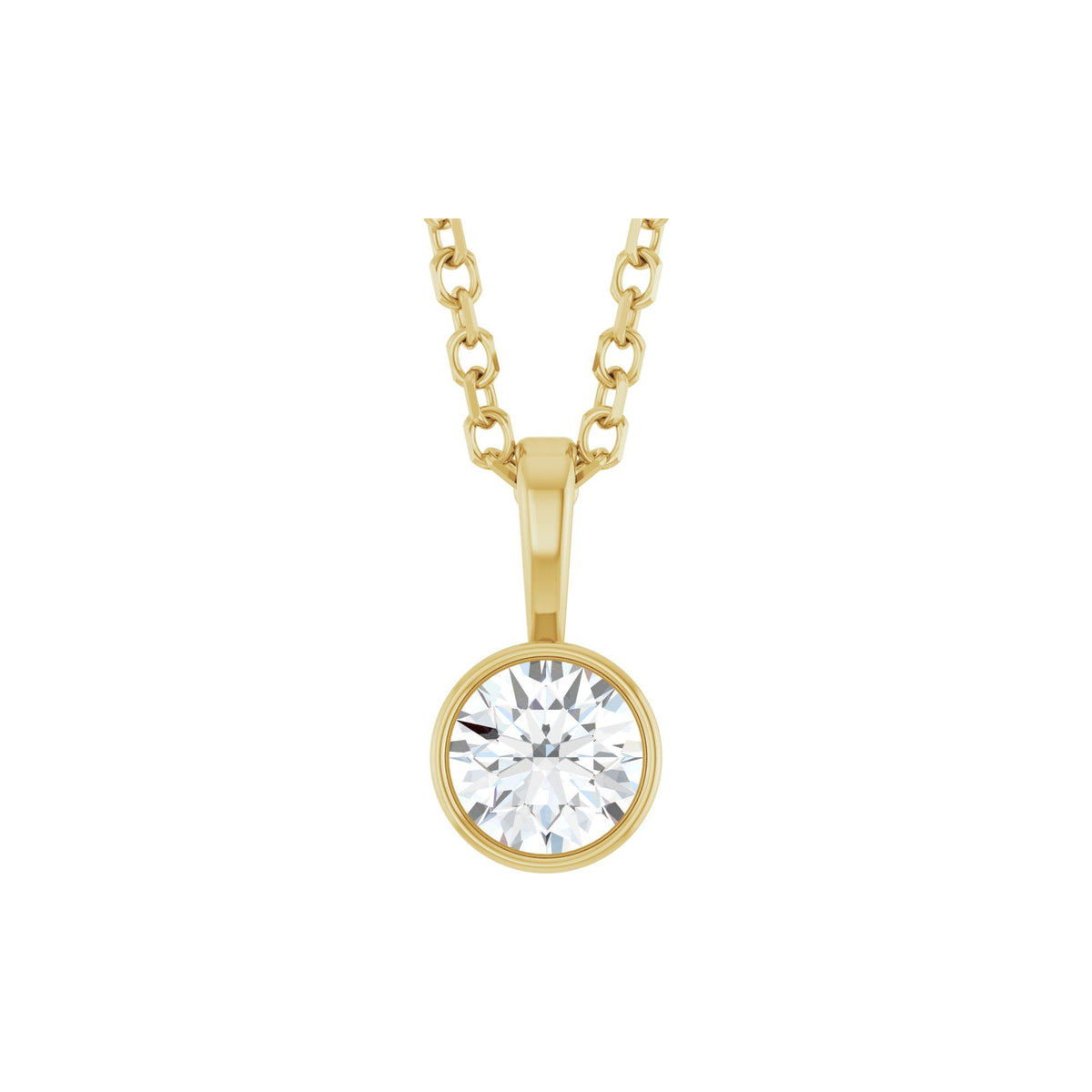 Natural Diamond Bezel-Set Solitaire Necklace or Pendant