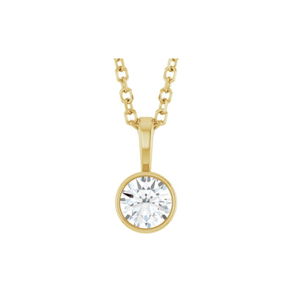 Natural Diamond Bezel-Set Solitaire Necklace or Pendant
