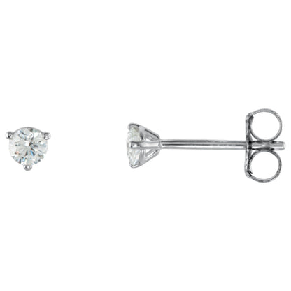 Natural Diamond Round 3-Prong Cocktail-Style Stud Earrings