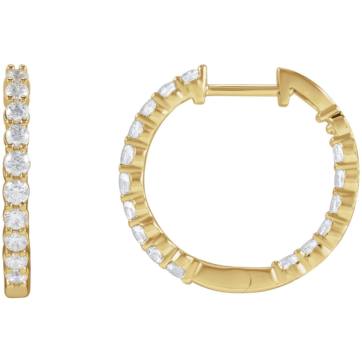Natural Diamond Inside-Outside Hoop Earrings