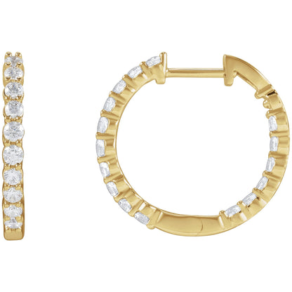 Natural Diamond Inside-Outside Hoop Earrings