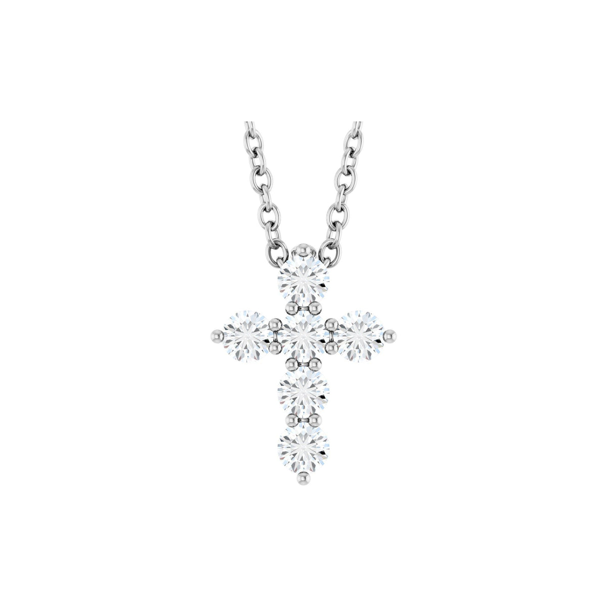 Natural Diamond Accented Cross Necklace or Pendant - 14K White Gold - White Gold, 6 Carats