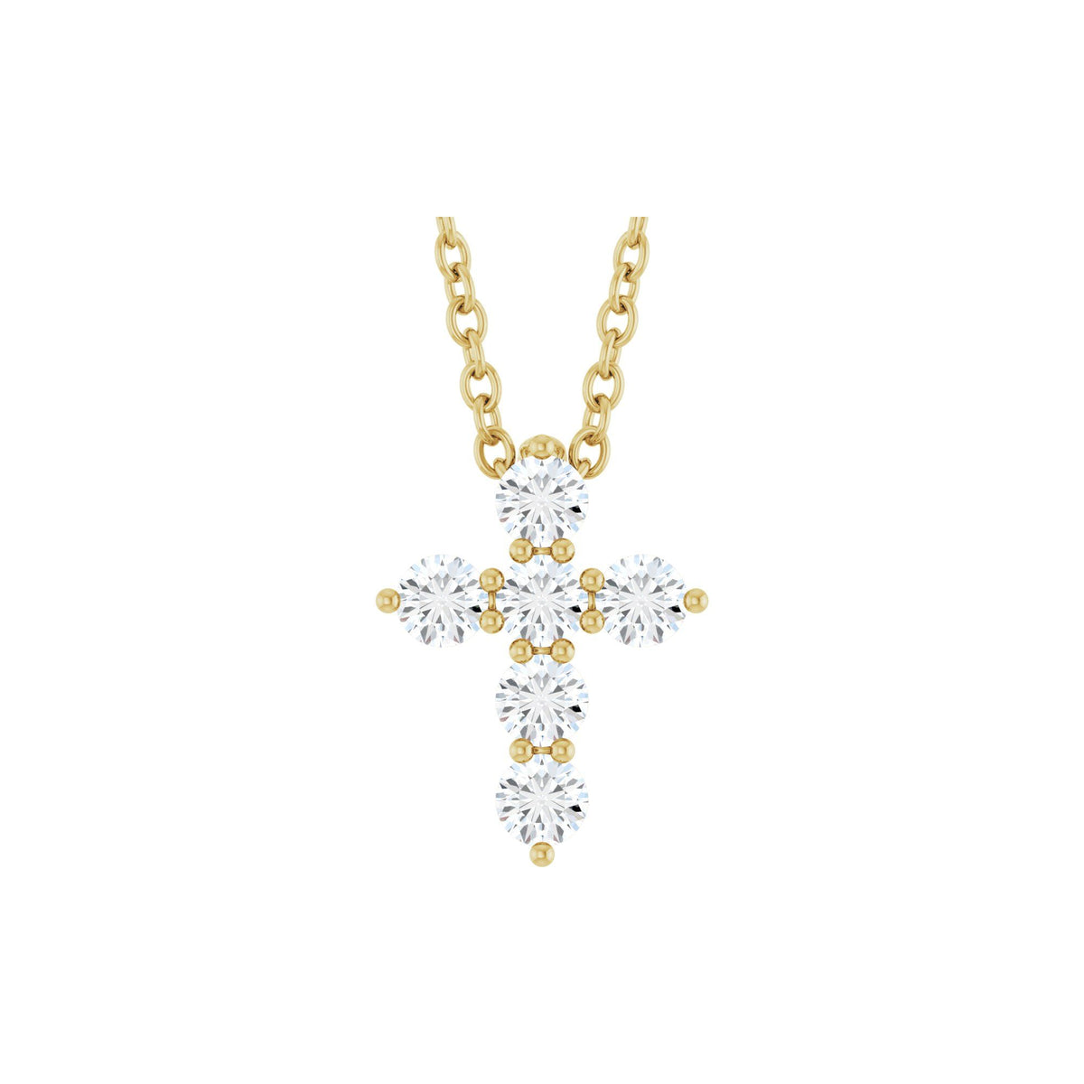 Natural Diamond Accented Cross Necklace or Pendant - 14K Yellow Gold - Yellow Gold, 4 Carats