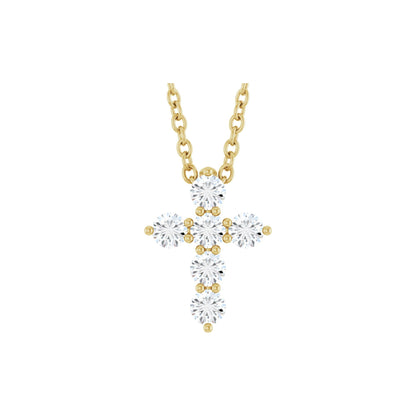 Natural Diamond Accented Cross Necklace or Pendant - 14K Yellow Gold - Yellow Gold, 4 Carats