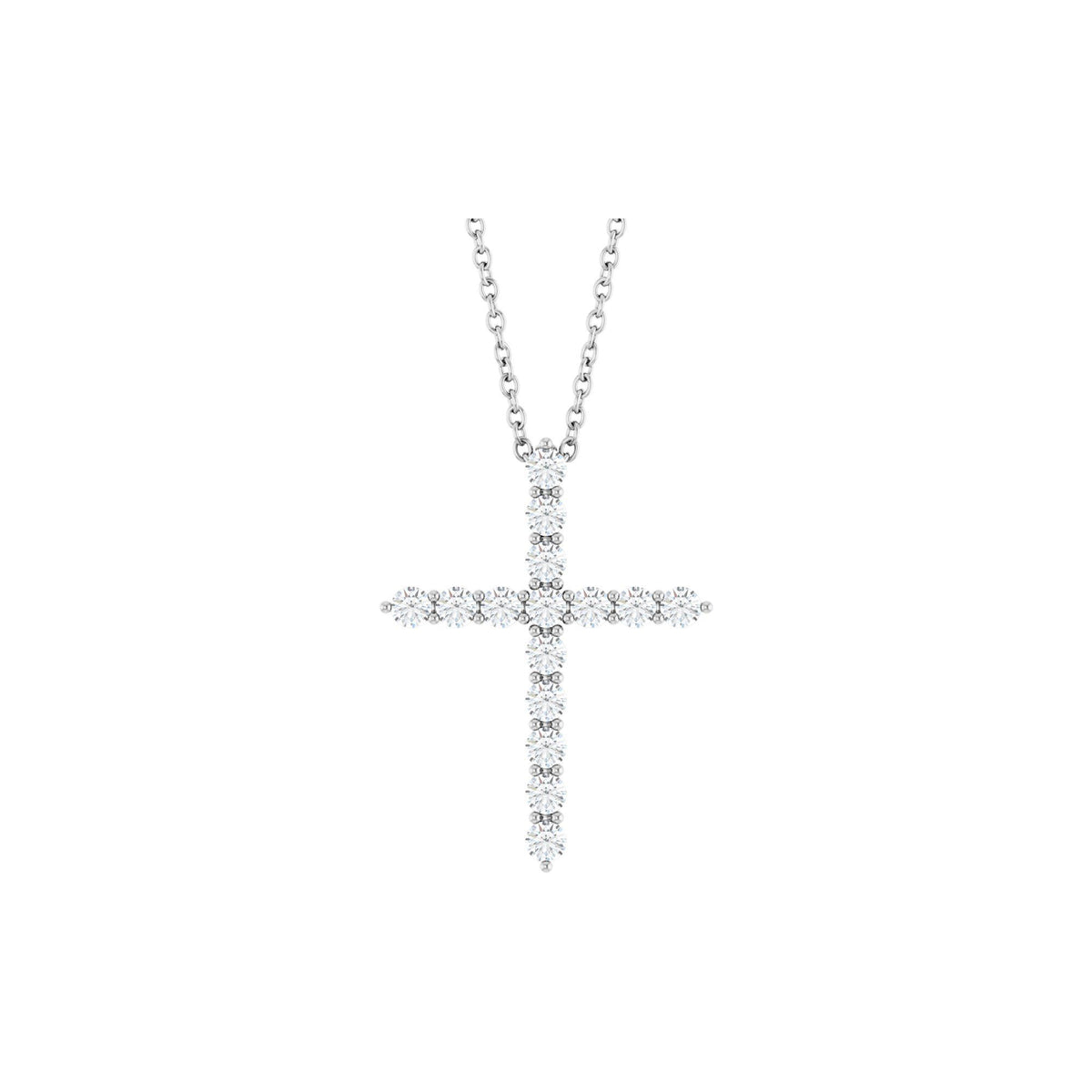Natural Diamond Accented Cross Necklace or Pendant - 14K White Gold - White Gold, 6 Carats