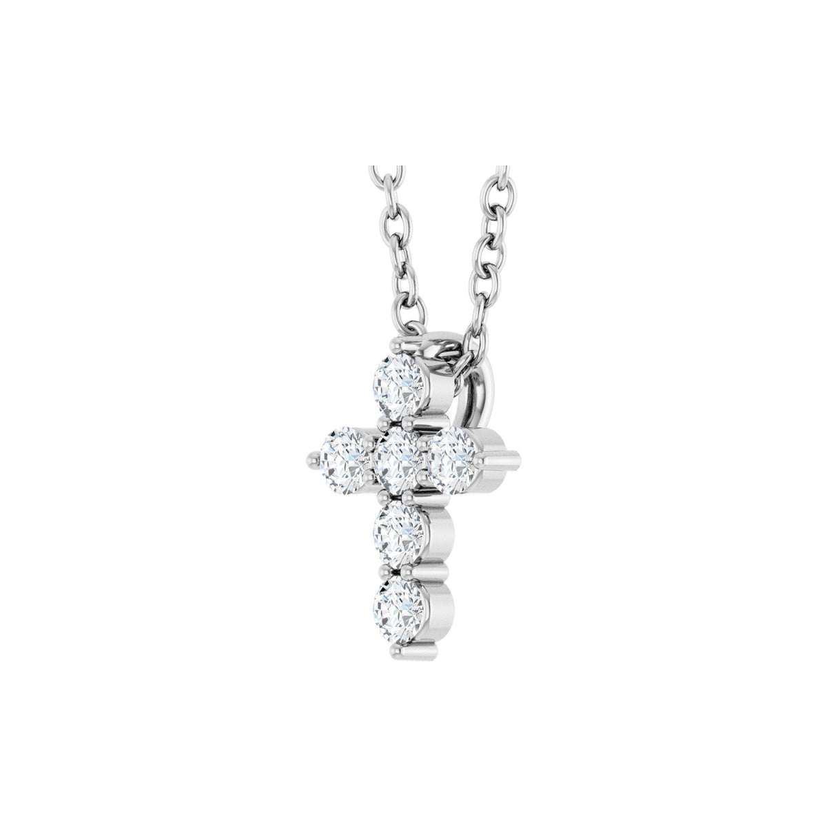 Natural Diamond Accented Cross Necklace or Pendant - 14K White Gold