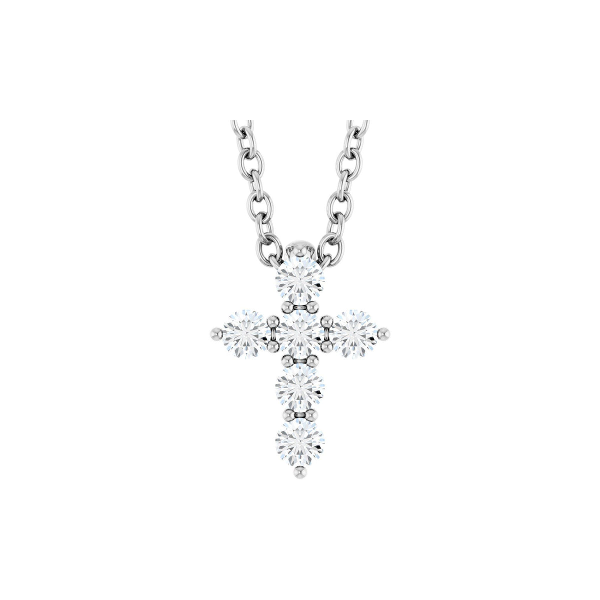 Natural Diamond Accented Cross Necklace or Pendant - 14K White Gold